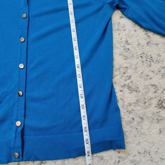 Reitmans Blue Cardigan Knit Button up Large Cerulean Peacock blue - Picture 6 of 7